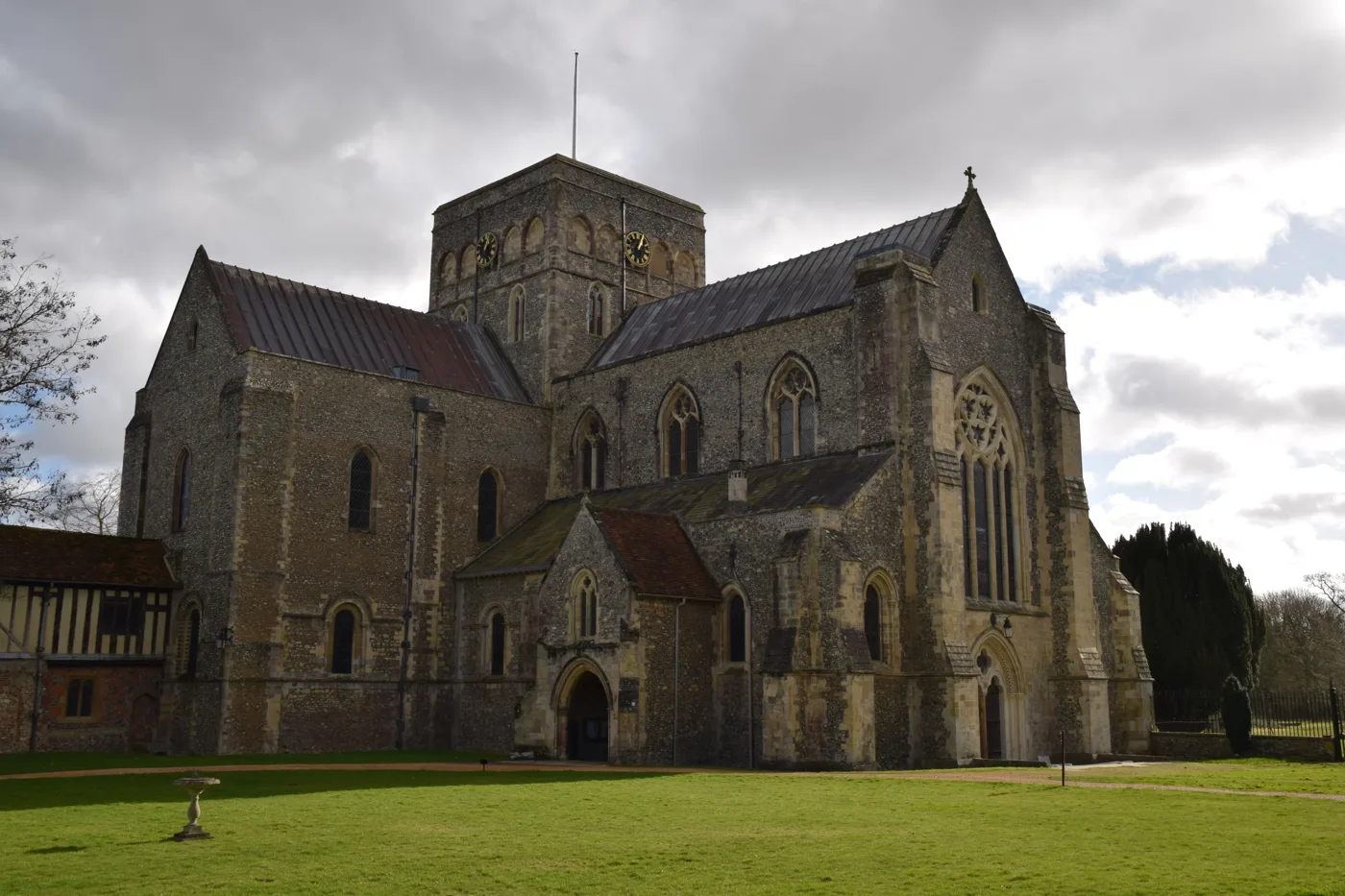 The church of the Hospital of St Cross, Winchester, seen from the grass outside